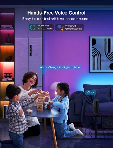 Miniatura 2 de DAYBETTER - Luces LED inteligentes WiFi de 100 pies - Tira de luces LED compatibles con Alexa y Google Assistant, iluminación RGB, sincronización