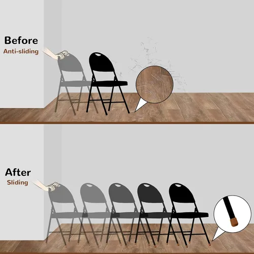 Miniatura 4 de Jetec 12 Pcs 1 Inch Folding Chair Leg Caps Heavy-Duty Plastic Chair End Caps Non-marring Furniture Glides Round Hardwood Floor Protectors (Brown,1in)
