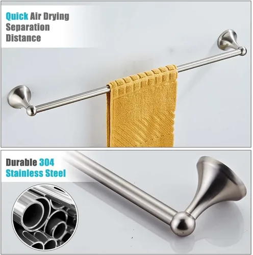 Miniatura 3 de Juego de 4 piezas de accesorios de baño (toallero ajustable, anillo de toalla, soporte de papel higiénico, gancho para toalla), juego de accesorios