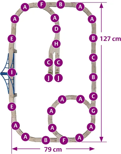 Miniatura 6 de Eichhorn - Juego de tren de madera grande (58 piezas), color marrón