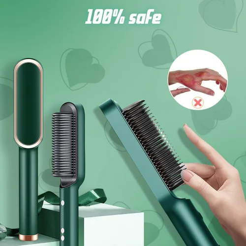 Miniatura 8 de Peine alisador de pelo de iones negativos 2023, 5 ajustes de temperatura, cepillo y rizador de pelo 2 en 1, peine alisador eléctrico portátil