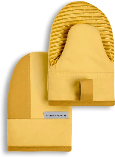 KitchenAid Beacon Juego de Guantes de Horno Mini de Dos Tonos Antideslizantes, Amarillo Majestuoso, 5.5"x8", 2 Piezas Majestic Amarillo