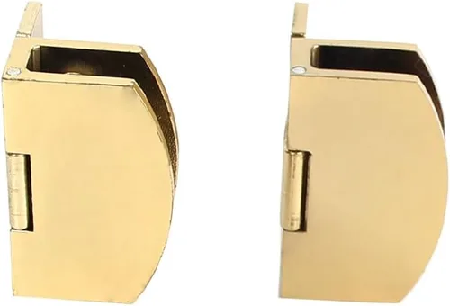 Miniatura 5 de Paquete de 2 bisagras de puerta de vidrio sin marco de 90° con tornillos negros para gabinete de ducha de vidrio sin taladro, bisagras de puerta a
