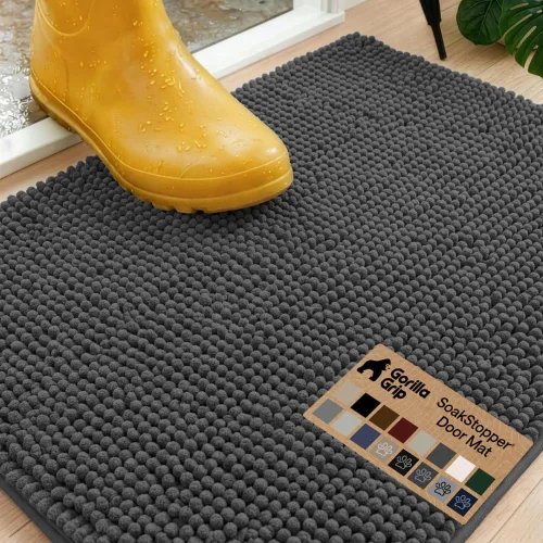 Miniatura 79 de GORILLA GRIP SOAKSTOPPER - Tapete para puerta de perro, 30 x 20 pulgadas, lavable a máquina, absorbente, captura la humedad, barro, suciedad, Negro