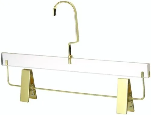 YBM Home Quality Acrylic Clear Skirt Hangers Made of Clear Acrylic for a Luxurious Look and Feel for Wardrobe Closet, Skirt Hangers Organizes Oro