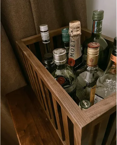 Miniatura 5 de Cesta de almacenamiento rectangular extragrande de nogal macizo, contenedores de almacenamiento de madera natural para organizar, de madera