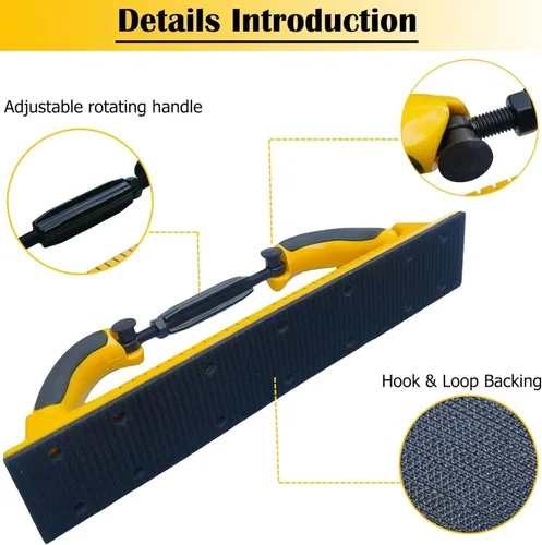 Miniatura 4 de Toromp Bloque de Lima de Lijado Manual Longboard Flex de Radio Ajustable de 2-3/4" x 15-3/4" con Respaldo de Gancho y Bucle - Usar con Rollos