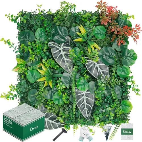 Miniatura 10 de Grooy Paneles Enrollables de Boj, Pared de Césped 20"x20" (6 PCS), Fondo de Césped, Pantalla de Privacidad, Decoración de Pared Verde Protegida
