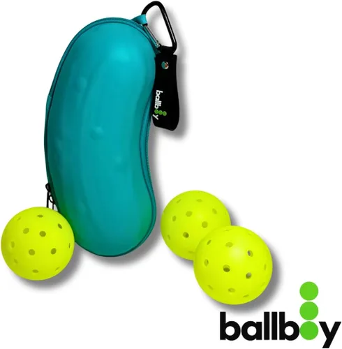 Miniatura 3 de Soporte para pelotas de pickleball - Se engancha a la cerca o bolsa, tiene capacidad para 3 bolas, bolsillo con cremallera para accesorios