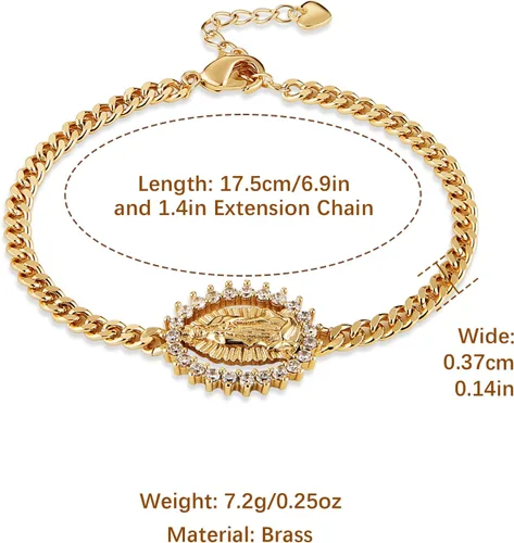 Miniatura 43 de HZMAN Pulsera de cruz con cuentas de rosario virgen de Guadalupe ajustable para mujer, regalo de joyería
