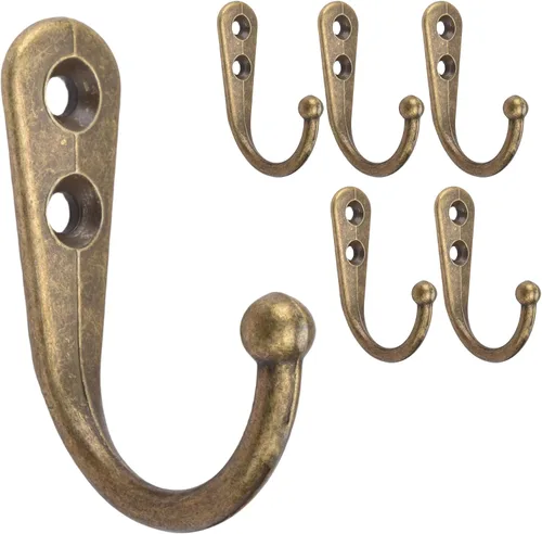 Miniatura 9 de Alele 12 ganchos de pared de latón, colgador de gancho de una sola punta, ganchos para toallas de bata, zinc fundido
