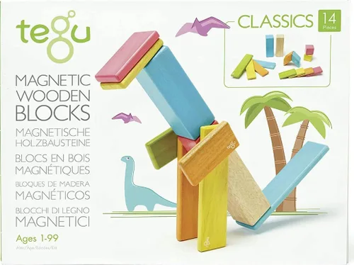 Juego de bloques magnéticos de 14 piezas Tegu, sets de 14 piezas, Tints