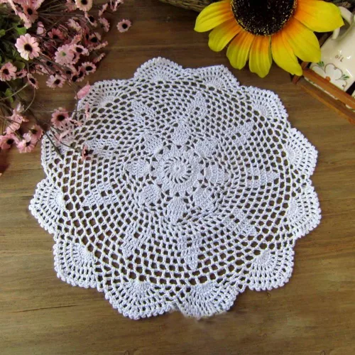 Miniatura 3 de Laivigo Nuevo mantel individual redondo hecho a mano, 14 pulgadas, beige