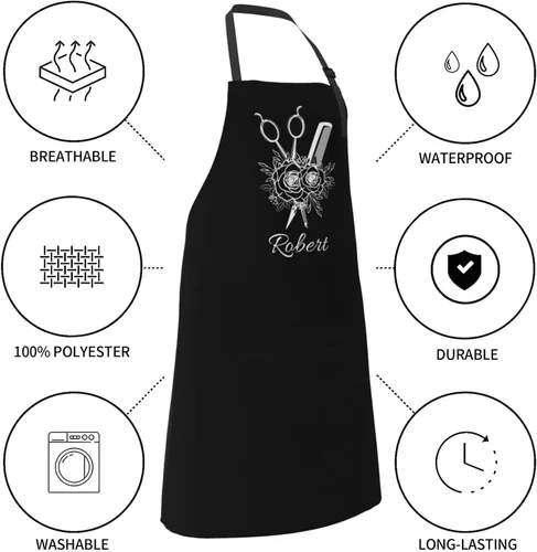 Miniatura 7 de Delantal unisex con babero ajustable personalizado para hombres y mujeres, delantales de cocina personalizados para fotos, 33 x 28 pulgadas