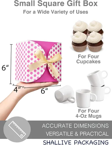 Miniatura 3 de Shallive 48 cajas rosadas de 6 x 6 x 4 pulgadas, cajas de regalo pequeñas con tapas y cintas, cajas de propuesta de dama de honor de acuarela