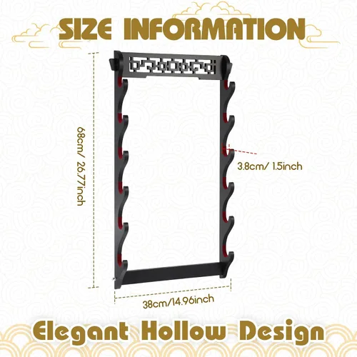 Miniatura 2 de Barydat Soporte de pared Katana para espada, soporte de pared Katana Samurai, estante de exhibición, regalos para la colección japonesa