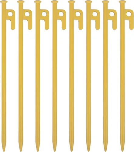 Paquete de 8 estacas de tienda de campaña resistentes de 12 pulgadas de acero para acampar irrompibles e inflexibles Amarillo