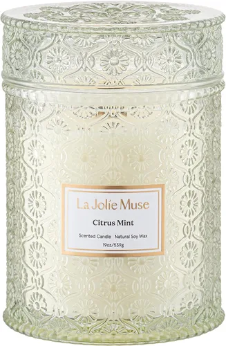 Miniatura 10 de LA JOLIE MUSE Vela Sahara Amber – Bergamota, clavo y ámbar Vela de cera de soja grande de 12 onzas con 2 mechas 60 horas de combustión limpia