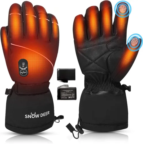 Guantes Calefactables Mejorados para Hombres y Mujeres, Guantes Mitones Eléctricos de Batería para Esquí y Motocicleta