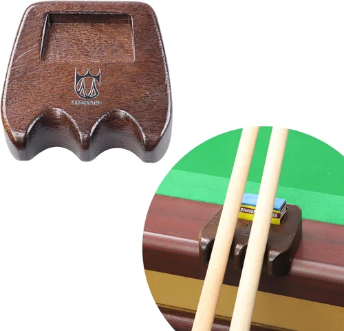 CROWN ME Soporte de madera ponderado para palos de billar de 2 tacos, soporte para palos de billar, soporte para tiza