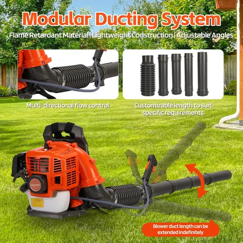 Miniatura 3 de Soplador de hojas a gas - Mochila de 52 CC 550CFM, 2 tiempos, soplador de hojas a gas, soplador de césped de césped, refrigeración por aire, pasto