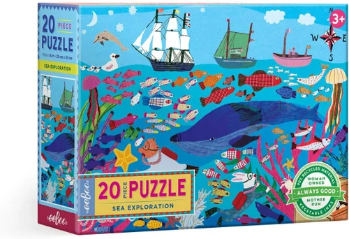 eeBoo Rompecabezas de 20 piezas – Rompecabezas infantil de exploración marina con temática oceánica, piezas grandes para manos pequeñas para