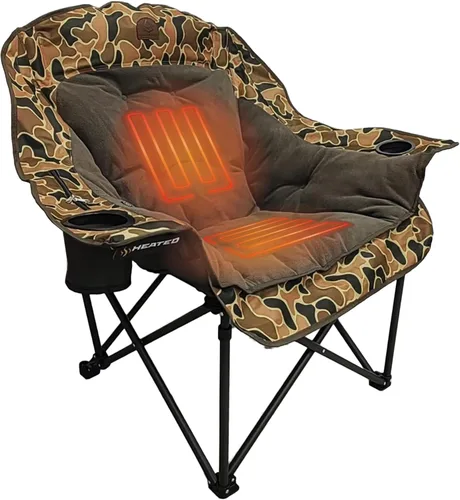 Miniatura 10 de Silla de camping con calefacción de forro polar Black Sierra para adultos, asiento exterior extra grande con acolchado suave, soporta 400 libras