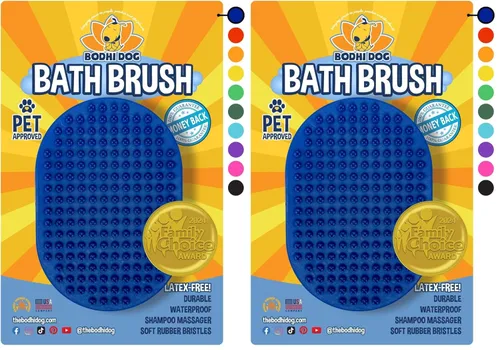 Miniatura 10 de Bodhi Dog - Cepillo de mascotas relajante para masajear con el champú, peine de cerdas de goma para perros y gatos Azul
