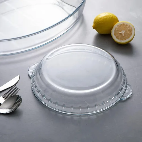 Miniatura 6 de Sweejar Molde de vidrio para hornear (paquete de 2), plato redondo para hornear de 9.5 pulgadas para cena, plato antiadherente con borde ondulado