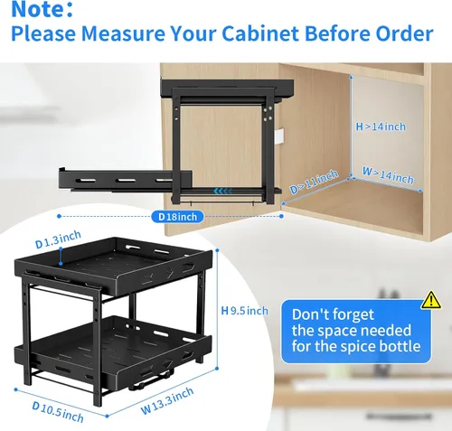 Miniatura 3 de BOIVSHI Organizador de especias para gabinete, estante de especias de armario de 2 niveles, estante vertical de especias extraíble de altura