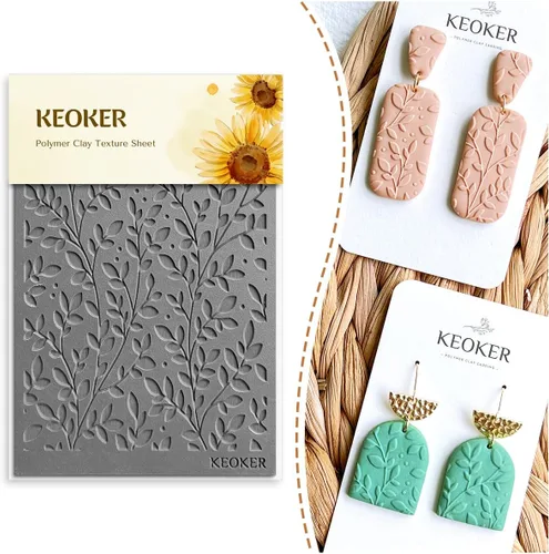 Miniatura 10 de Keoker Hojas de textura de arcilla polimérica, alfombrilla de textura de arcilla para hacer aretes de joyería, herramientas de aretes de arcilla