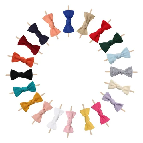 Diadema de nailon para bebé con lazo atado, bandas elásticas y lazos, paquete de 20 diademas para recién nacidos, accesorios para el cabello