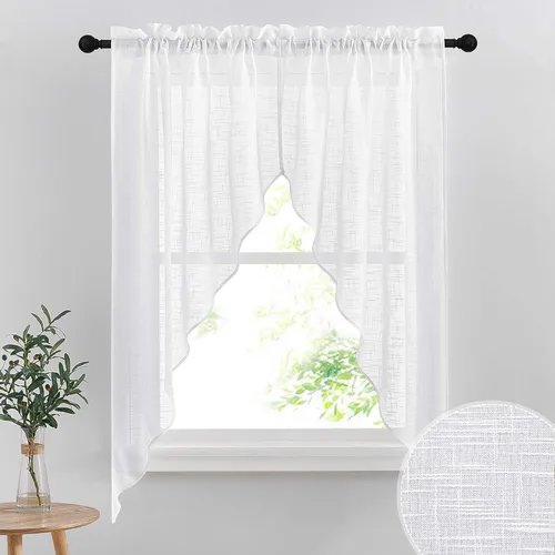 Miniatura 14 de RYB Home - Cortinas semitransparentes de lino Angora