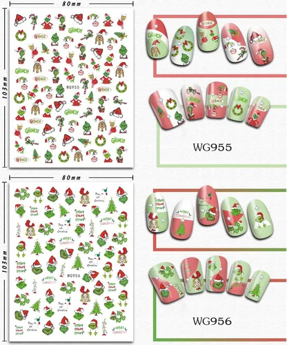 Miniatura 2 de Calcomanías de arte de uñas 3D de Navidad, calcomanías autoadhesivas para árbol de Navidad para diseños de invierno navideño, decoración