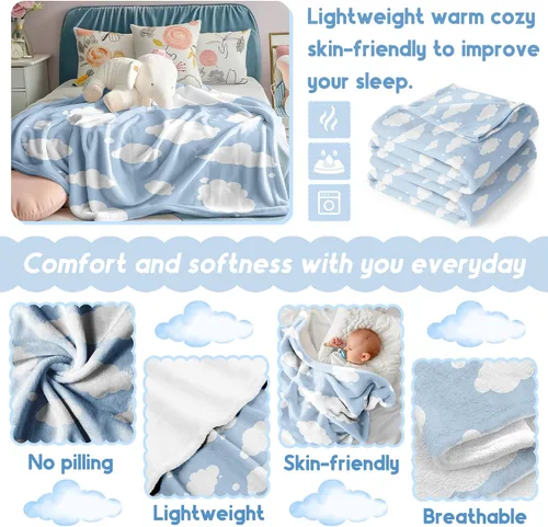 Miniatura 4 de Sumedha Manta de nube en blanco y negro, regalo de nube para niñas y niños, franela ligera súper suave, extra pequeña de 40 x 30 pulgadas
