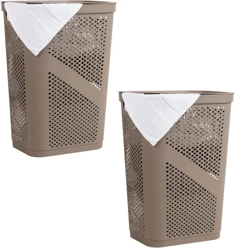 Miniatura 17 de Mind Reader - Canasta de lavandería delgada con tapa, cesta de ropa de 60L, plástico ventilado, color gris