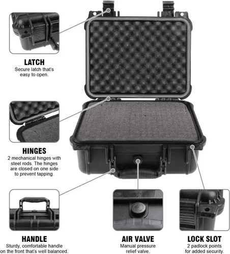 Miniatura 4 de Olympia Funda rígida impermeable de 10.47" con espuma personalizable DIY, apta para el uso de equipo, accesorios, cámara, etc