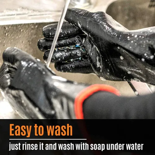 Miniatura 7 de Schwer Guantes de barbacoa resistentes al calor extremo 932°F, guantes impermeables para horno y freidora, guantes de neopreno resistentes al aceite