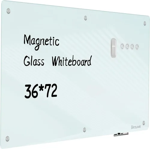 Miniatura 14 de Pizarra magnética de vidrio – Pizarra de cristal de borrado en seco de 48 x 36 pulgadas, gran tablero de vidrio sin marco para paredes, oficina, Gris