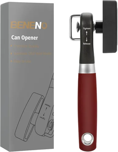 Miniatura 9 de Beneno Abrelatas, Abrelatas Manual de Corte Lateral Seguro con Borde Liso y Hoja Afilada Duradera, Perilla que Ahorra Esfuerzo y Mango Agua