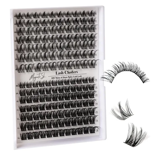 Miniatura 10 de Extensiones de pestañas en racimo 72, pestañas postizas, extensiones de pestañas reutilizables, para colocar uno mismo, aspecto natural, mezcla