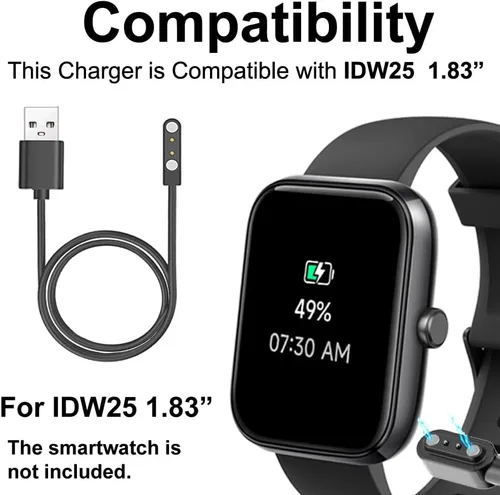 Miniatura 2 de Cables de carga para reloj inteligente compatibles con IDW25 de 1.83 pulgadas BOOOMIC KALINCO Mikego Smart Watch, paquete de 2