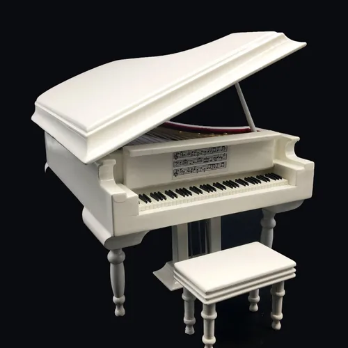 Miniatura 6 de Mylifestyle - Caja de música de piano blanco con banco y estuche negro, cajas musicales de regalo para Navidad/cumpleaños/día de San Valentín