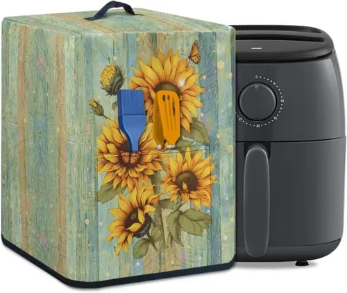 Miniatura 10 de Cubierta para freidora de aire con diseño de estrella de mar de playa, funda protectora rectangular con bolsillo y asa para olla a presión