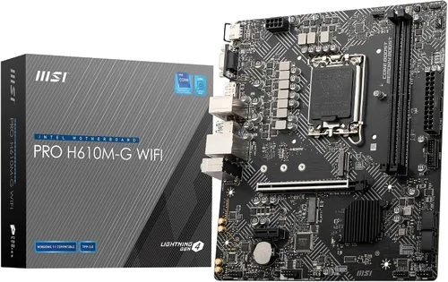 MSI PRO H610M-G Placa base WiFi, Micro-ATX. Soporta procesadores Intel Core de 14ª, 13ª y 12ª generación, LGA 1700 - DDR5 Memory Boost 5600MHz/MAX,