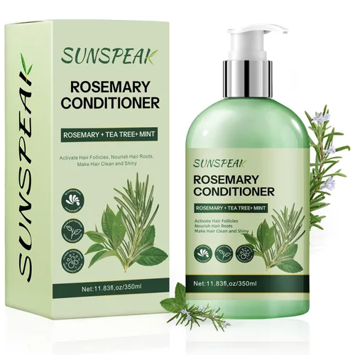 Acondicionador de romero para el crecimiento del cabello: acondicionador hidratante espesante para hombres y mujeres con aceite de árbol de té de