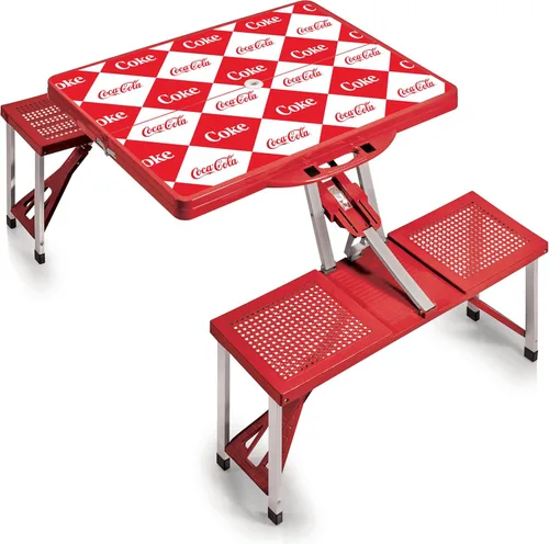 Miniatura 9 de Picnic TIME Coca-Cola - Mesa de picnic plegable con asientos, juego de mesa y banco de aluminio plegable con agujero para paraguas, mesa portátil