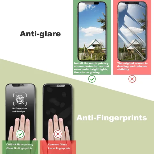 Miniatura 4 de Paquete de 2 protectores de pantalla antiespía de privacidad mate para iPhone X/XS/11 Pro (5.8 pulgadas), vidrio templado 9H, antirreflejos