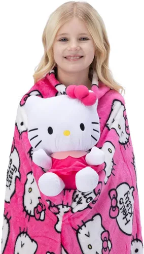Miniatura 2 de Northwest Juego de almohada y manta táctil de seda con diseño de personajes Hugger, 40 x 50 pulgadas, Hello Kitty - Orgullo rosa