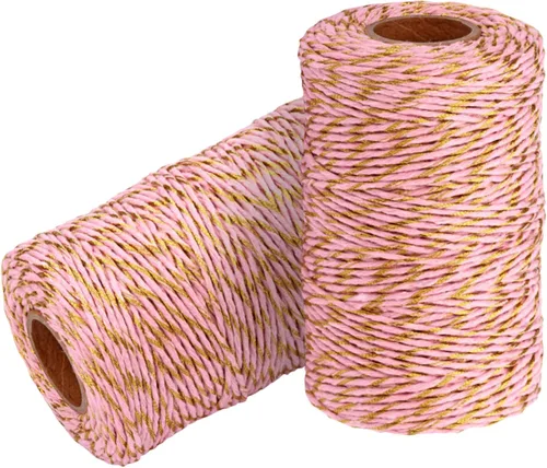 Miniatura 15 de Cuerda de Cordel de Algodón para Panaderos: 2 Rollos de Cordeles para Manualidades y Envolver Regalos - 656 Pies de Cordel Caqui Blanco para Cocina